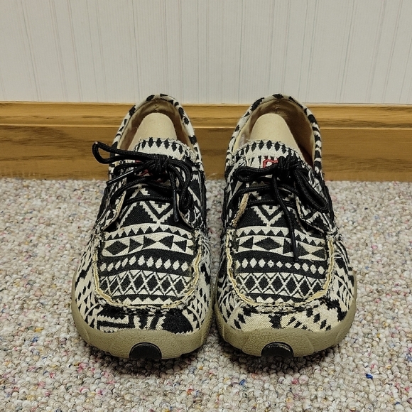 Twisted X Aztec Print Moccasin, Women's 7.5 Black White - Picture 2 of 9
